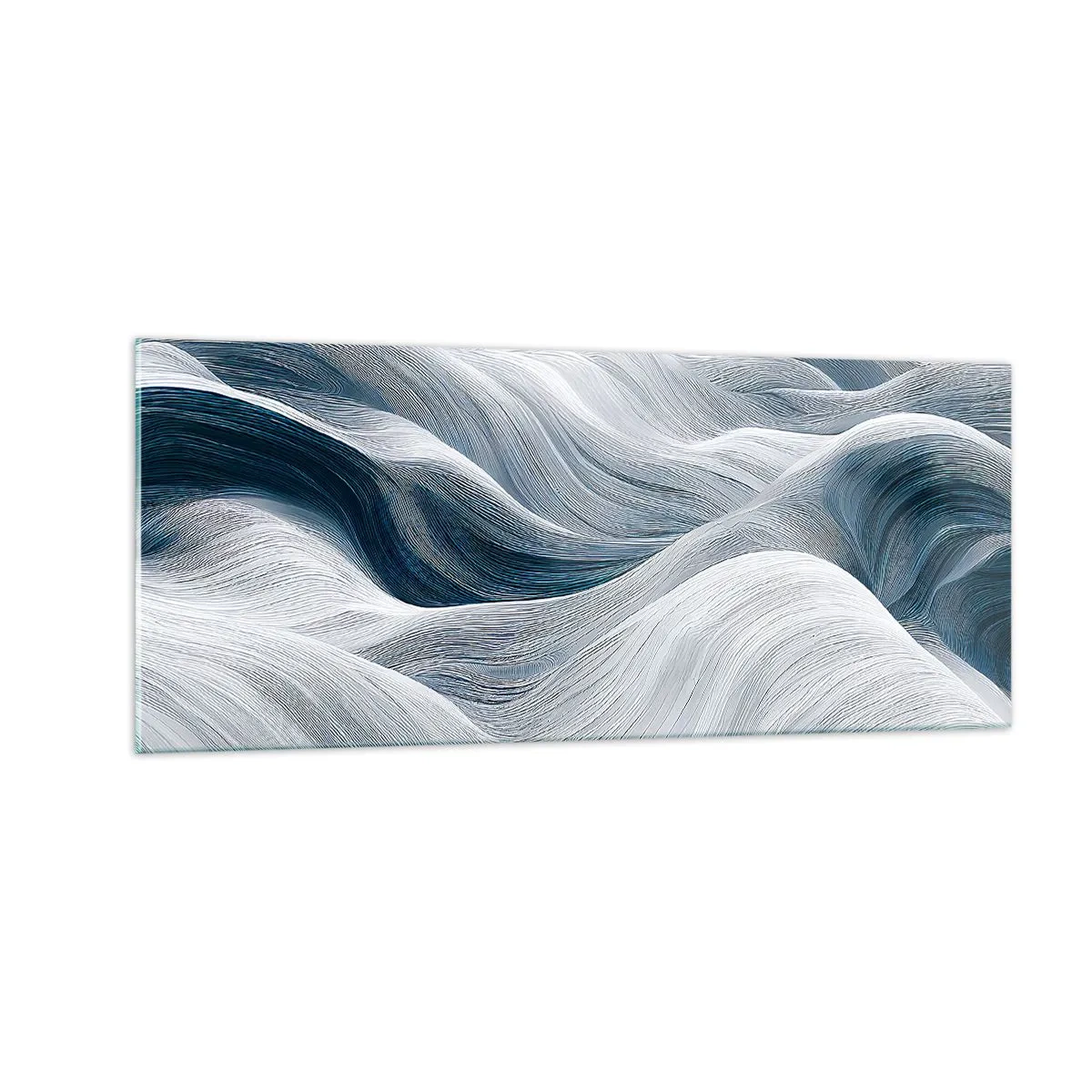 Impression sur verre - Image sur verre - Vagues blanches et bleues - 100x40 cm