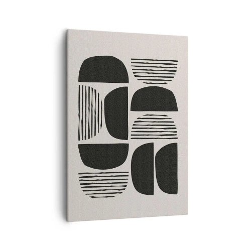 Impression sur toile - Image sur toile - Géométrie avec demi-cercles et lignes en noir sur fond clair - 50x70cm - Offres sans enthousiasme - Décoration murale moderne pour le salon et la chambre ARTTOR