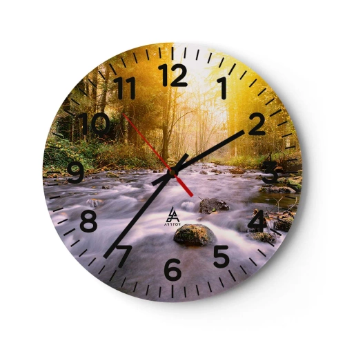 Horloge murale - Pendule murale - Malachite dans un cadre argent et or - 30x30 cm