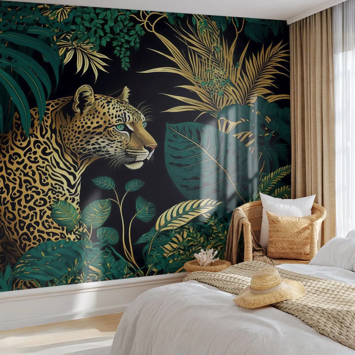 Papier Peint Photo Premium Canvas - Un hôte dans la jungle - léopard, Jungle, Tropical - 450x315 cm