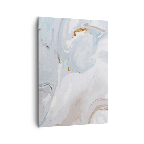 Impression sur toile - Image sur toile - Vagues abstraites dans des tons de bleu et de blanc - 50x70cm - Blanc surélevé - Décoration murale moderne pour le salon et la chambre ARTTOR