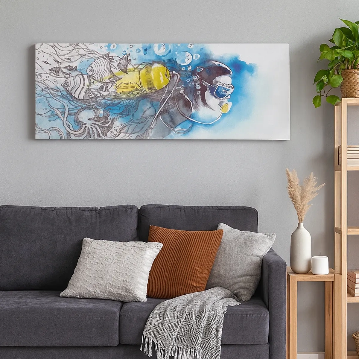 Impression sur toile - Image sur toile - Le grand bleu - 30x30 cm