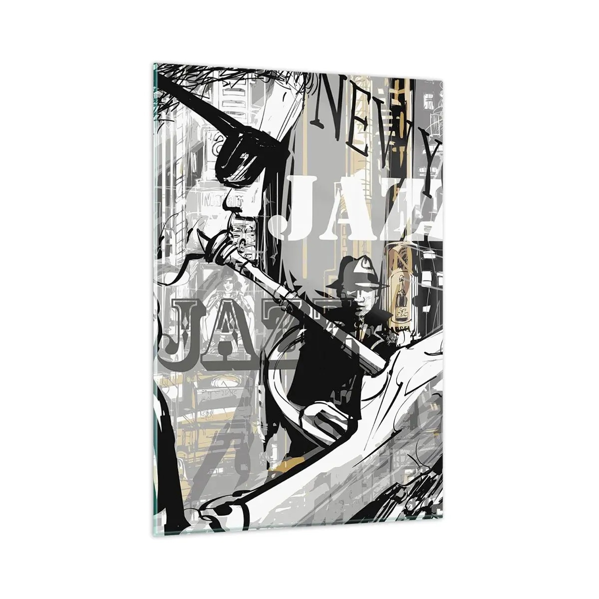 Impression sur verre - Image sur verre - Scène jazz new-yorkaise - 80x120cm - Au rythme de New York - Décoration murale moderne pour le salon et la chambre ARTTOR