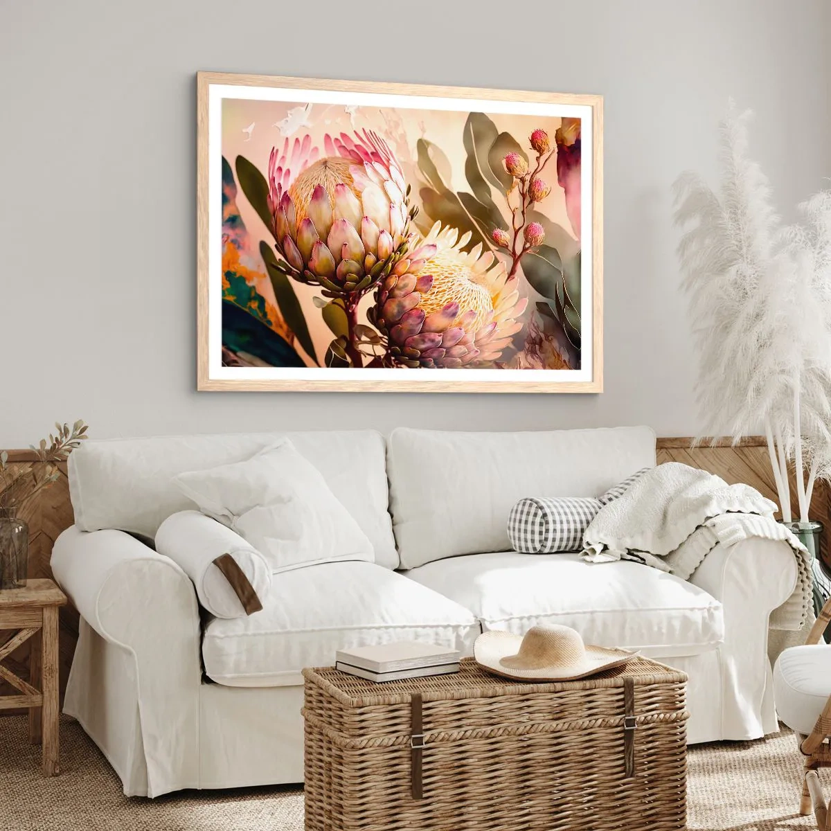 Affiche dans un chêne clair - Poster - Tendrement embrassé - 100x70 cm