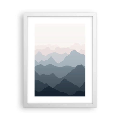 Affiche dans un cadre blanc - Poster - Vagues de montagnes - 30x40 cm