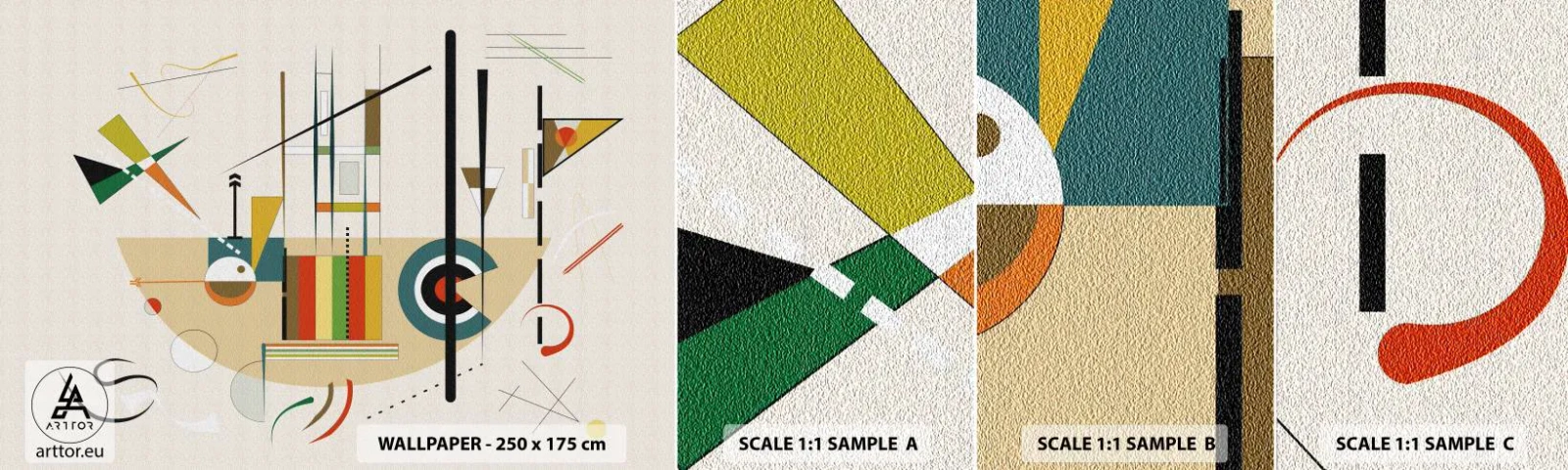 Échantillon de Papier Peint Autocollant Deluxe Sticker - Et le monde s’amuse - Abstraction, Morceau, Formes - 100x30 cm