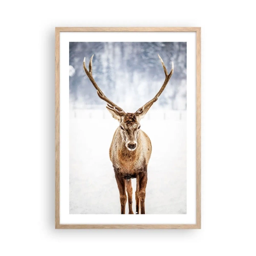 Affiche dans un chêne clair - Poster - Directement du brouillard enneigé - 50x70 cm