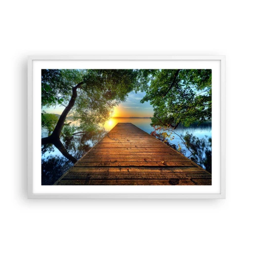 Affiche dans un cadre blanc - Poster - Prenez votre temps, asseyez-vous - 70x50 cm