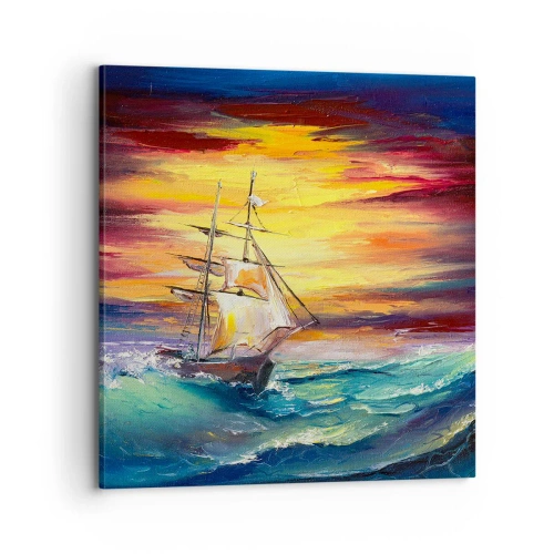 Impression sur toile - Image sur toile - Courageusement sous les vagues - 70x70 cm