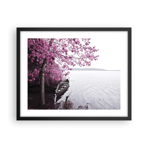 Affiche dans un cadre noir - Poster - Dans un silence rose - 50x40 cm