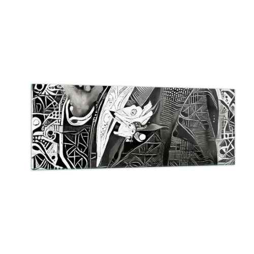 Impression sur verre - Image sur verre - Abstraction élégante d'un homme en costume en noir et blanc - 140x50cm - Seulement en apparence un homme froid - Décoration murale moderne pour le salon et la chambre ARTTOR