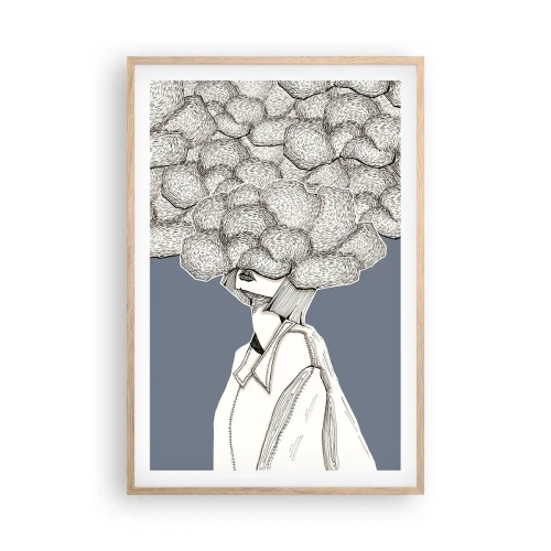 Affiche dans un chêne clair - Poster - La tête dans les nuages - 61x91 cm