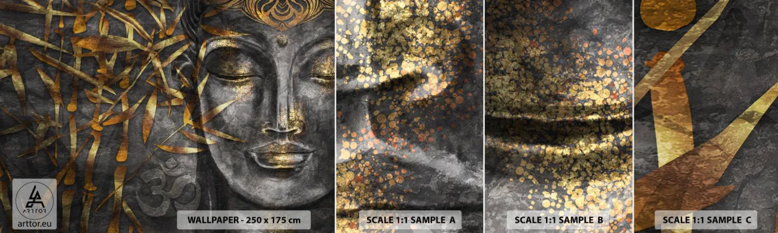 Échantillon de Papier Peint Autocollant Deluxe Sticker - Ressentir le calme - Bouddha, Culture, Asie - 100x30 cm