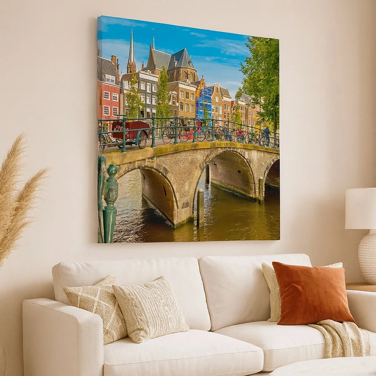 Impression sur toile - Image sur toile - Le printemps sur le canal - 30x30 cm