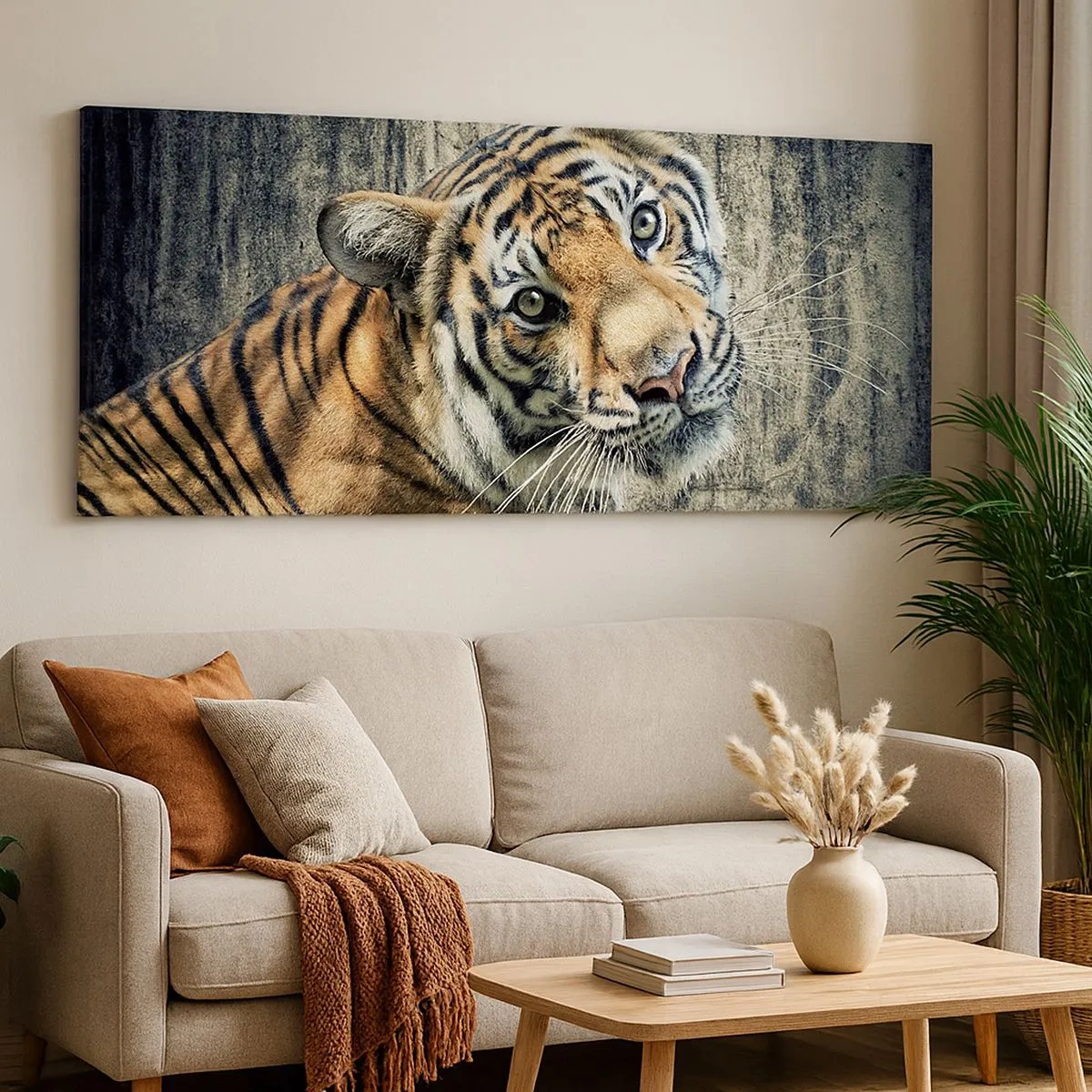 Impression sur toile - Image sur toile - Portrait dans les flots de lumière - 100x40 cm