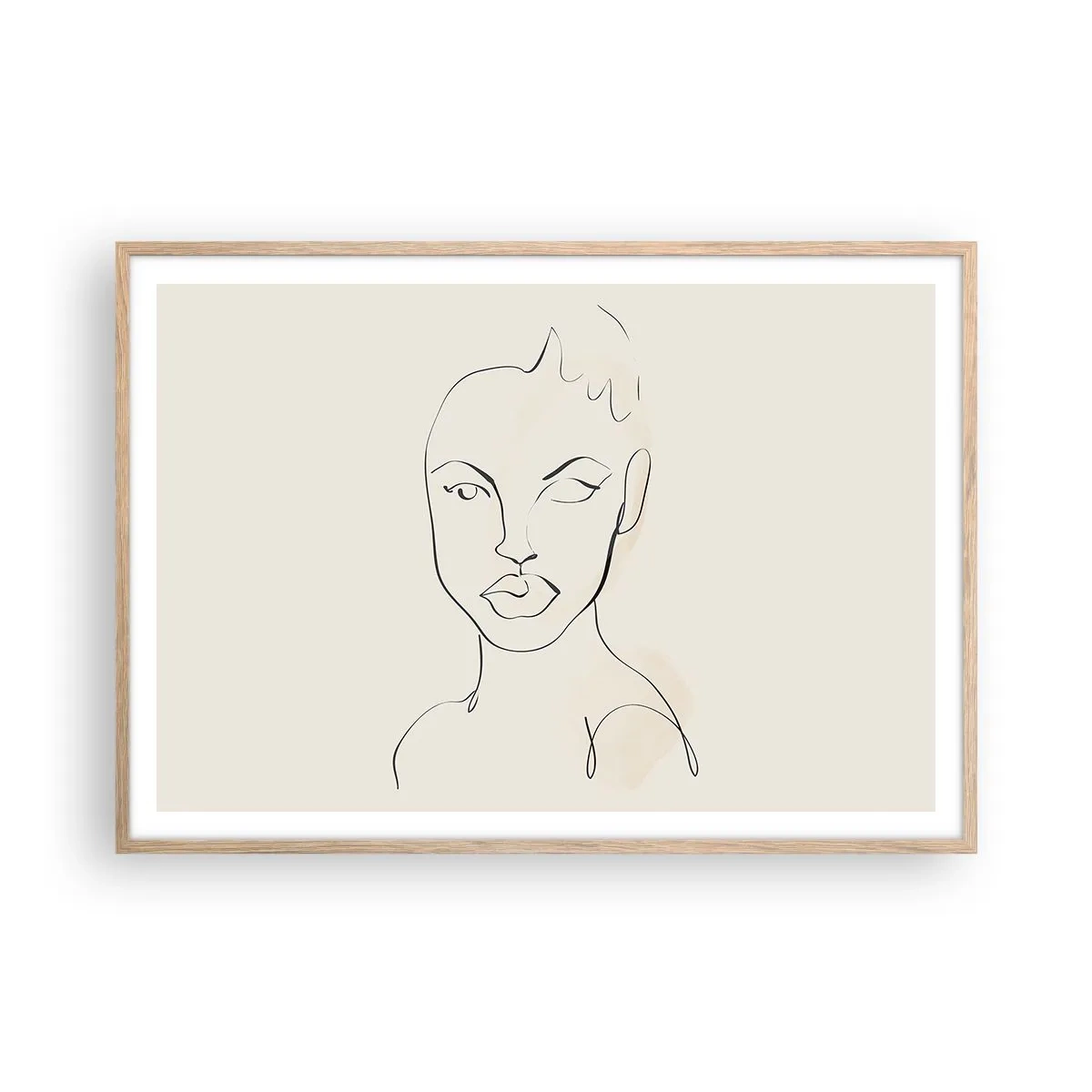 Affiche dans un chêne clair - Poster - Esquisse de la sensualité - 100x70 cm