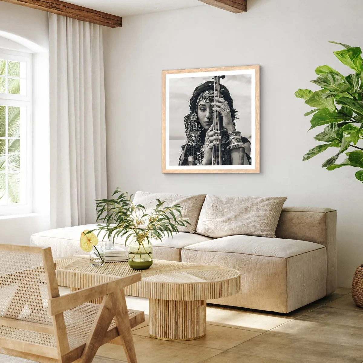 Affiche dans un chêne clair - Poster - Musique de l'Orient elle-même - 40x40 cm