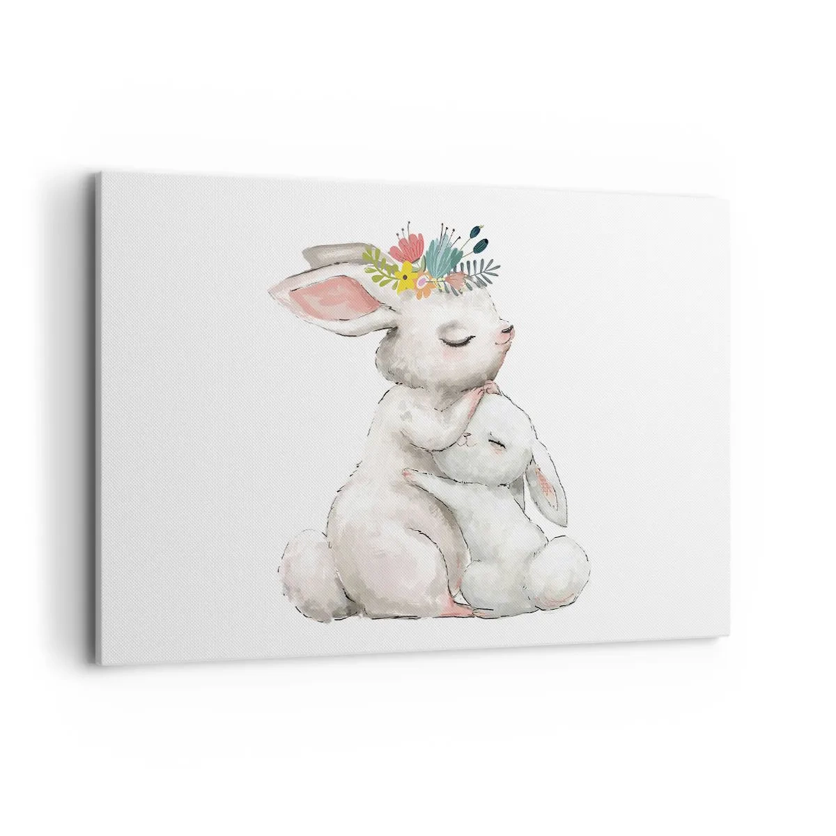 Impression sur toile - Image sur toile - Des lapins mignons aux couleurs pastel - 120x80cm - Maman irremplaçable - Décoration murale moderne pour le salon et la chambre ARTTOR