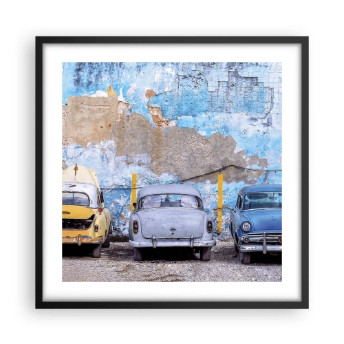 Affiche dans un cadre noir - Poster - Rencontre de vétérans - 50x50 cm