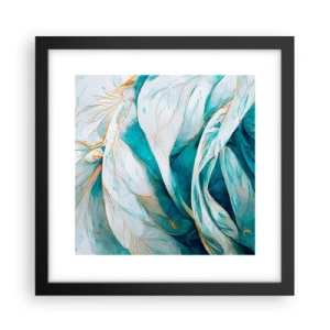 Affiche dans un cadre noir - Poster - Abstraction bleue avec un motif doré - 30x30 cm