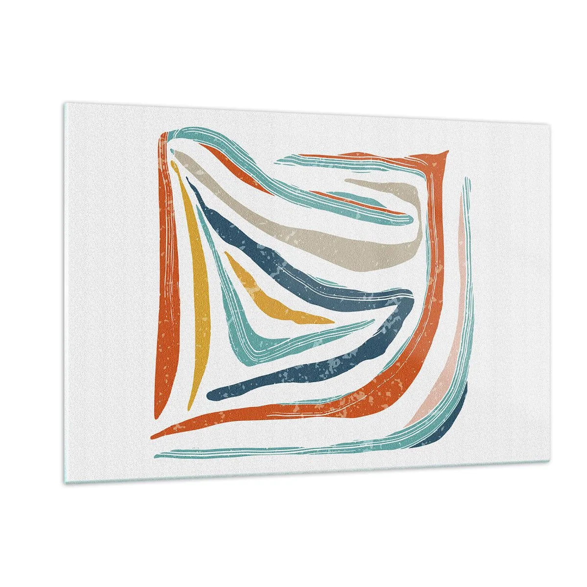 Impression sur verre - Image sur verre - Des stries colorées créent une abstraction dynamique sur un fond blanc - 120x80cm - Abstraction avec un sourire amical - Décoration murale moderne pour le salon et la chambre ARTTOR