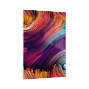 Impression sur verre - Image sur verre - Tourbillons abstraits aux couleurs vibrantes - 70x100cm - Le début d'un nouveau monde - Décoration murale moderne pour le salon et la chambre ARTTOR