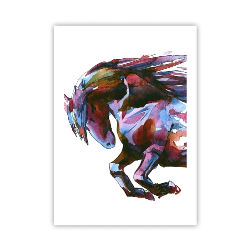 Affiche - Poster - Cheval abstrait coloré dans une pose dynamique - 50x70cm - Dans le ravissement - Décoration murale moderne pour le salon et la chambre ARTTOR