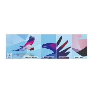 Échantillon de Papier Peint Autocollant Deluxe Sticker - Aigle en cristal lilas - Oiseau, Aigle, Figure géométrique - 100x30 cm