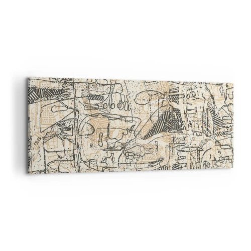 Impression sur toile - Image sur toile - Motifs abstraits et lignes sur fond beige - 120x50cm - Il attend d'être décodé - Décoration murale moderne pour le salon et la chambre ARTTOR