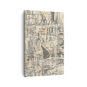 Impression sur toile - Image sur toile - Motifs abstraits et lignes sur fond beige - 80x120cm - Il attend d'être décodé - Décoration murale moderne pour le salon et la chambre ARTTOR