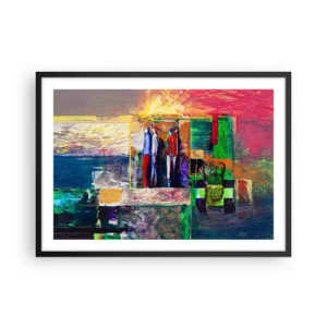 Affiche dans un cadre noir - Poster - Composition abstraite avec des figures et des motifs géométriques - 70x50cm - Relations et émotions - Décoration murale moderne pour le salon et la chambre ARTTOR