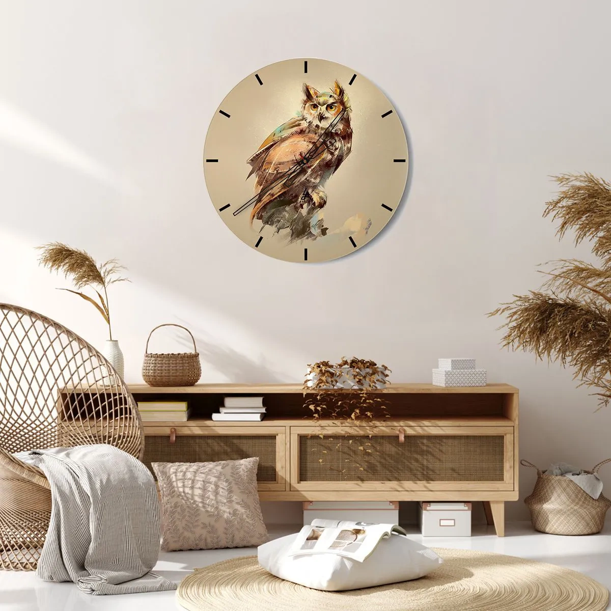 Horloge murale - Pendule murale - Le hibou le plus intelligent - confirmera la forêt de chênes - 40x40 cm