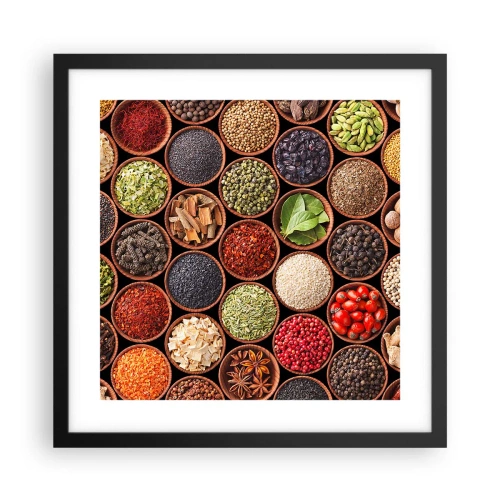 Affiche dans un cadre noir - Poster - Toutes les saveurs du monde - 40x40 cm