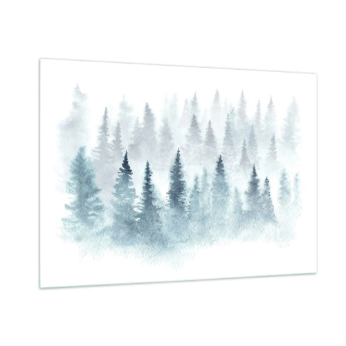 Impression sur verre - Image sur verre - Forêt de bambous enveloppée de brouillard - 100x70cm - Enveloppé de brouillard - Décoration murale moderne pour le salon et la chambre ARTTOR