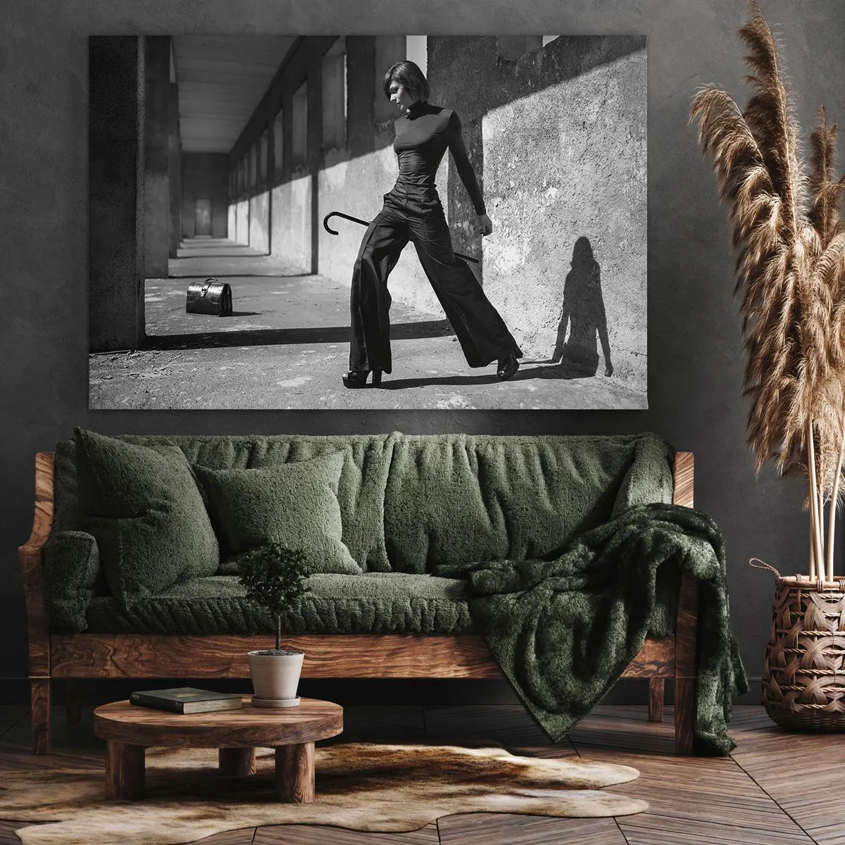 Impression sur toile - Image sur toile - Femme élégante dans un environnement industriel - 120x80cm - Élégance urbaine - Décoration murale moderne pour le salon et la chambre ARTTOR