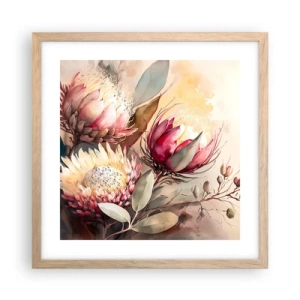 Affiche dans un chêne clair - Poster - De profil et de face - 40x40 cm