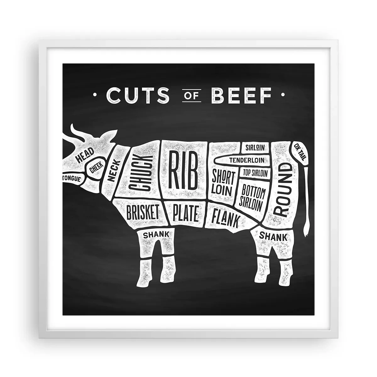 Affiche dans un cadre blanc - Poster - L'art de la découpe - 60x60 cm