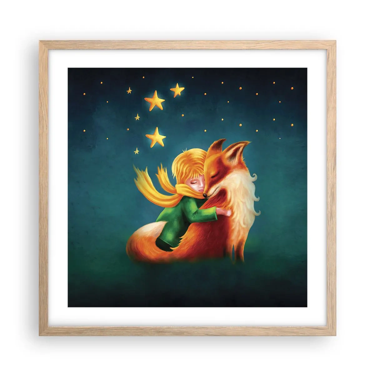 Affiche dans un chêne clair - Poster - Petit Prince - 50x50 cm