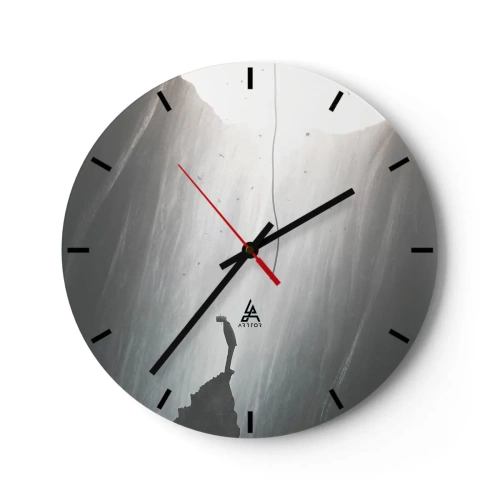 Horloge murale - Pendule murale - Une silhouette debout au bord d'une falaise parmi des rochers monumentaux - 30x30cm - Il y a toujours une issue - Décoration murale moderne pour le salon, la cuisine et la chambre ARTTOR