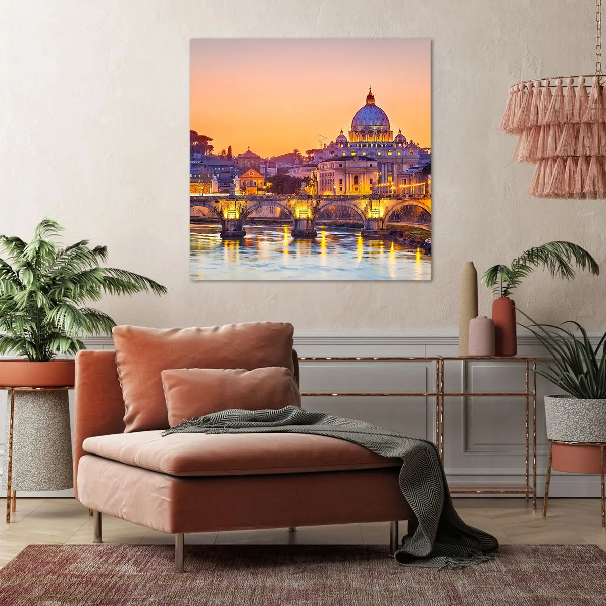 Impression sur toile - Image sur toile - Coucher de soleil sur la ville éternelle - 40x40 cm