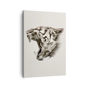 Impression sur toile - Image sur toile - Image abstraite d'un tigre dans des tons beiges - 50x70cm - Vous savez déjà qui est en charge - Décoration murale moderne pour le salon et la chambre ARTTOR