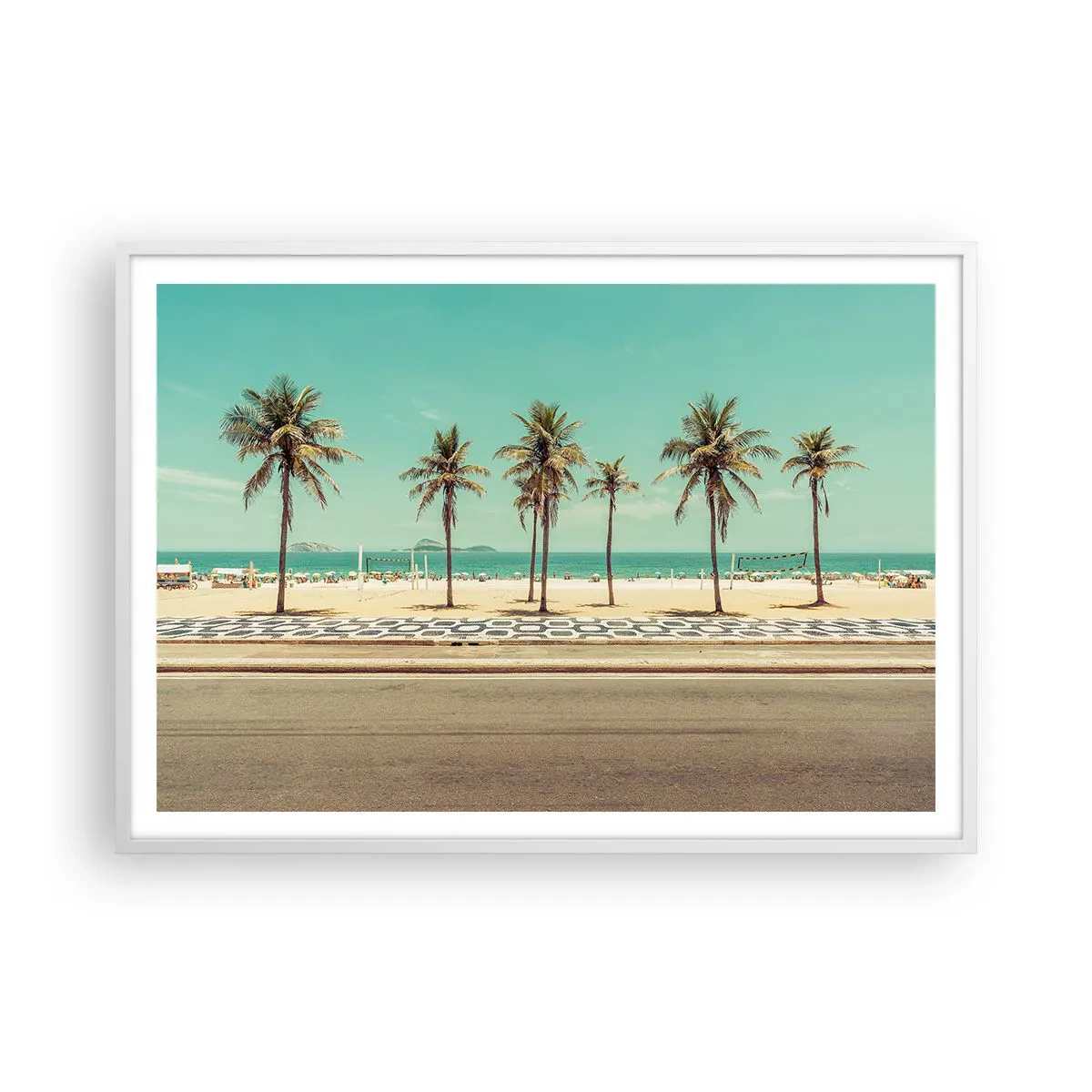 Affiche dans un cadre blanc - Poster - Gardien de plage - 100x70 cm