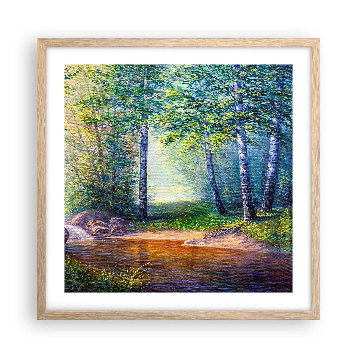 Affiche dans un chêne clair - Poster - Paysage idyllique - 50x50 cm