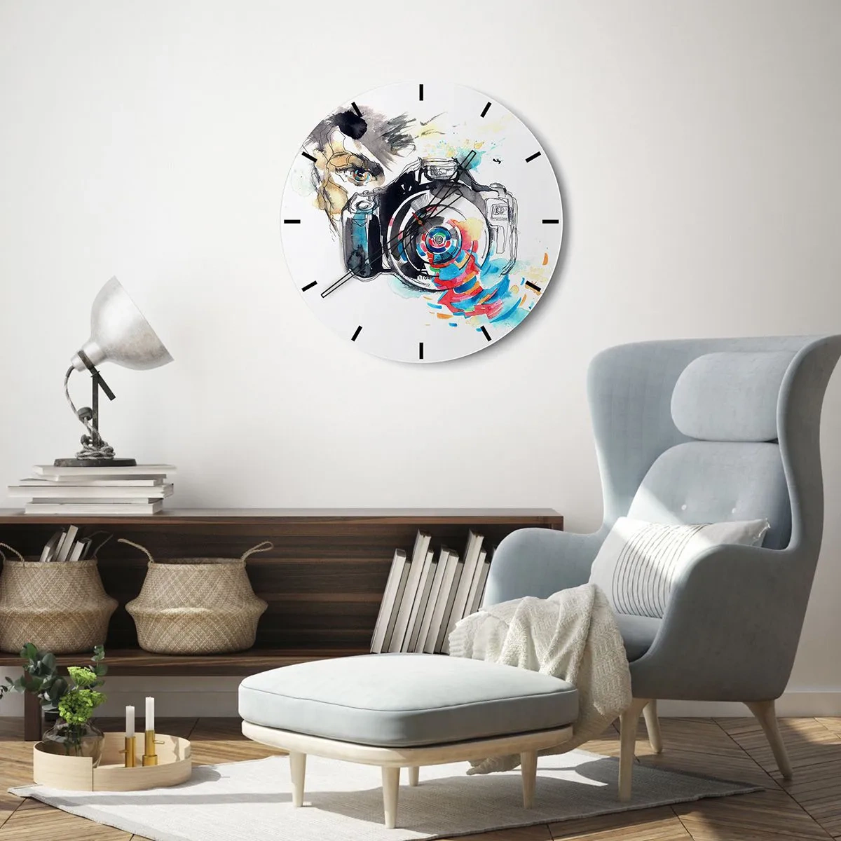 Horloge murale - Pendule murale - Dans l'oeil de l'objectif - 30x30 cm