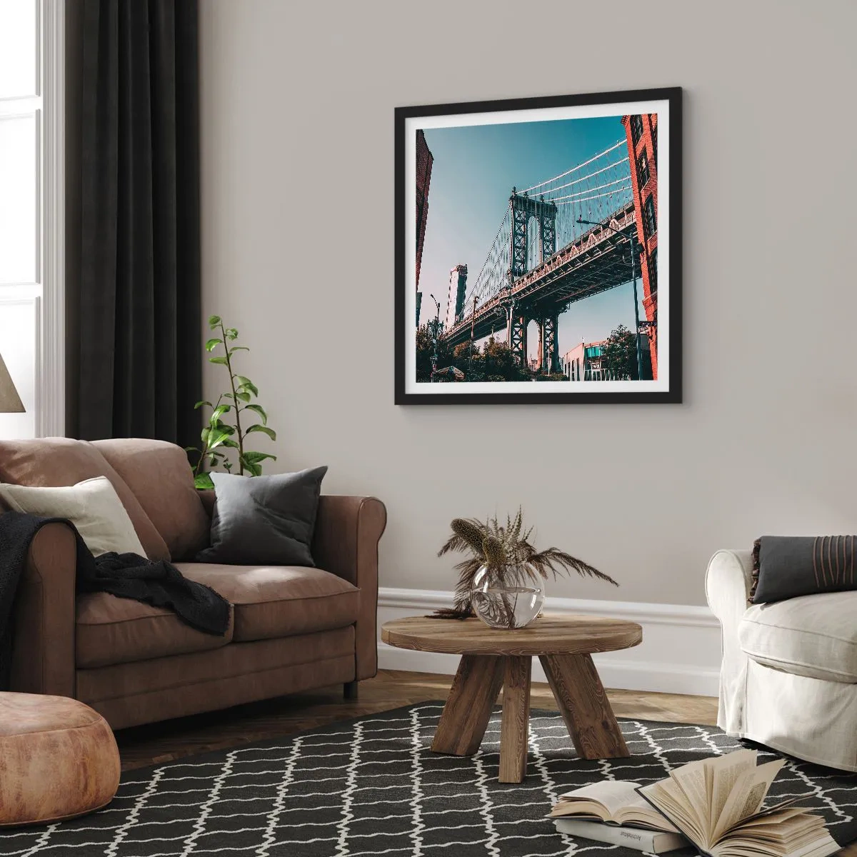 Affiche dans un cadre noir - Poster - Sur les vagues de la ville - 30x30 cm