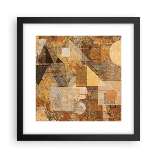 Affiche dans un cadre noir - Poster - Étude cubique de marron - 30x30 cm