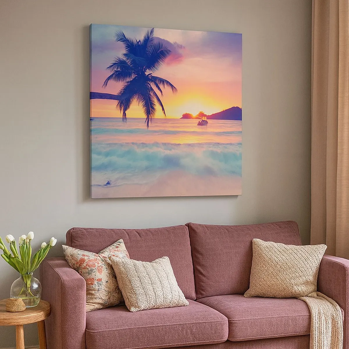 Impression sur toile - Image sur toile - Une soirée à la baie - 30x30 cm