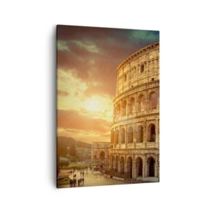 Impression sur toile - Image sur toile - Le Colisée de Rome au coucher du soleil - 50x70cm - Une impression colossale - Décoration murale moderne pour le salon et la chambre ARTTOR