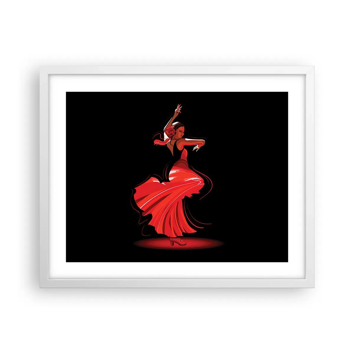 Affiche dans un cadre blanc - Poster - L'esprit fougueux du flamenco - 50x40 cm