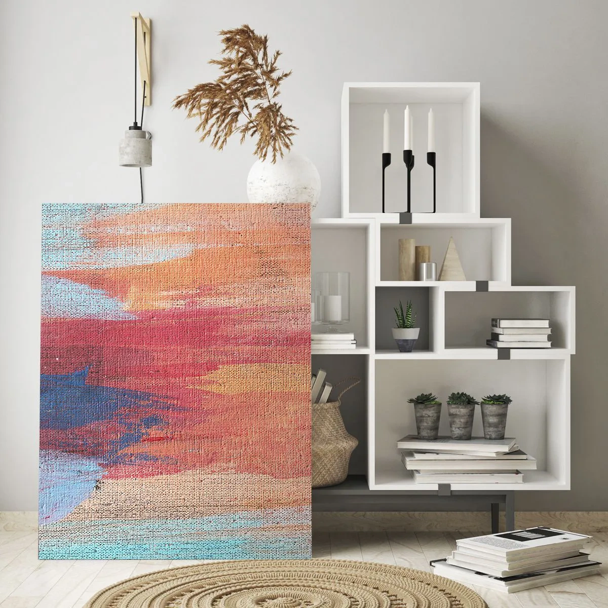 Impression sur verre - Image sur verre - Coups de pinceau abstraits et colorés - 80x120cm - Ecoulement de l'arc-en ciel - Décoration murale moderne pour le salon et la chambre ARTTOR